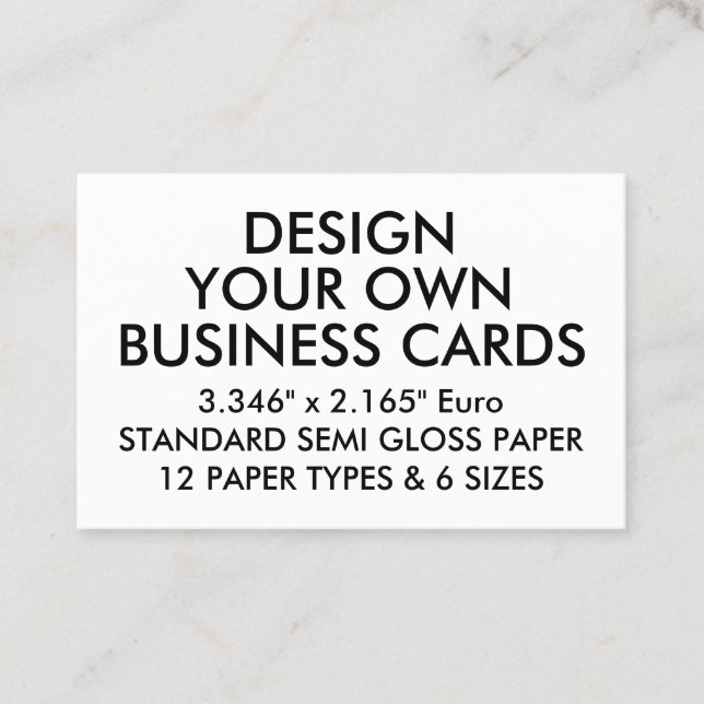 Custom Personalized SEMI GLOSS Euro Business Cards (Front)