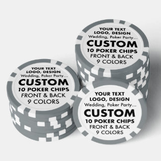 Custom personalized set of 10 GREY Poker Chips