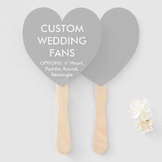 Custom Personalized SILVER GREY HEART WEDDING FANS