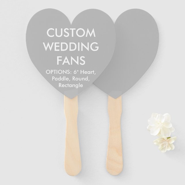 Custom Personalized SILVER GREY HEART WEDDING FANS (Front and Back)