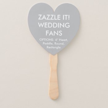 Custom Personalized Silver Grey Heart Wedding Fans by GoOnZazzleIt at Zazzle