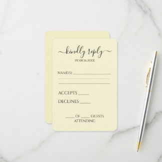 Custom Personalized Simple Minimalist RSVP Card