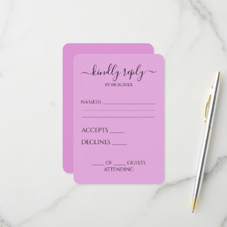 Custom Personalized Simple Minimalist Wedding RSVP Card