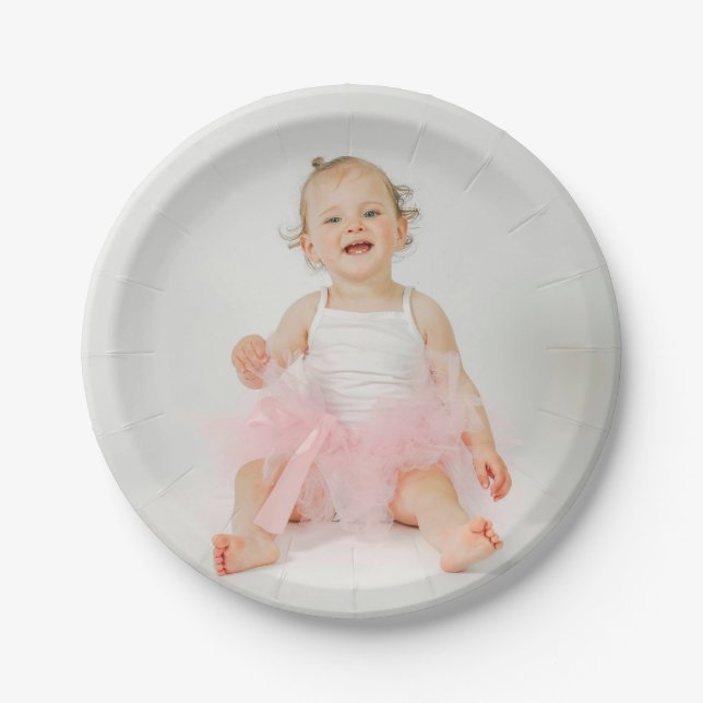 Custom Personalized Simple Photo Paper Plates (Front)