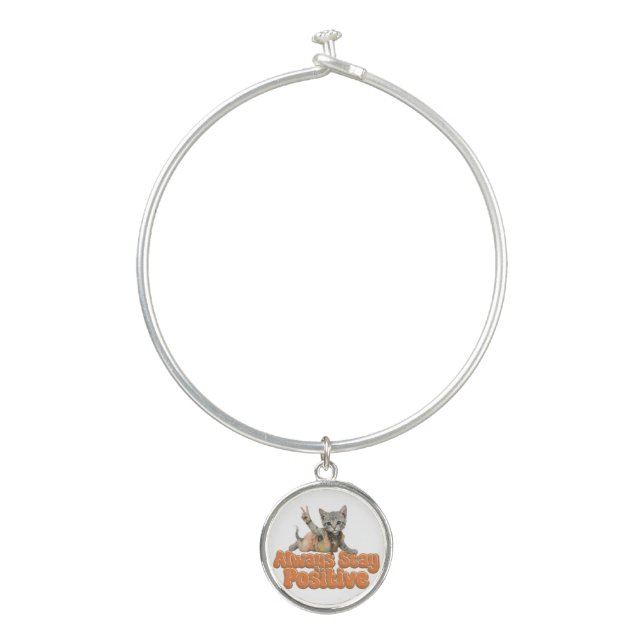 Custom Personalized Sloth Peace Hippie Bangle Bracelet (Front)