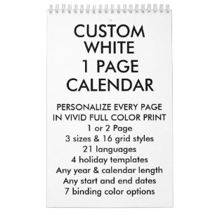Custom Personalized Small 11"x7" 1-Page Calendar