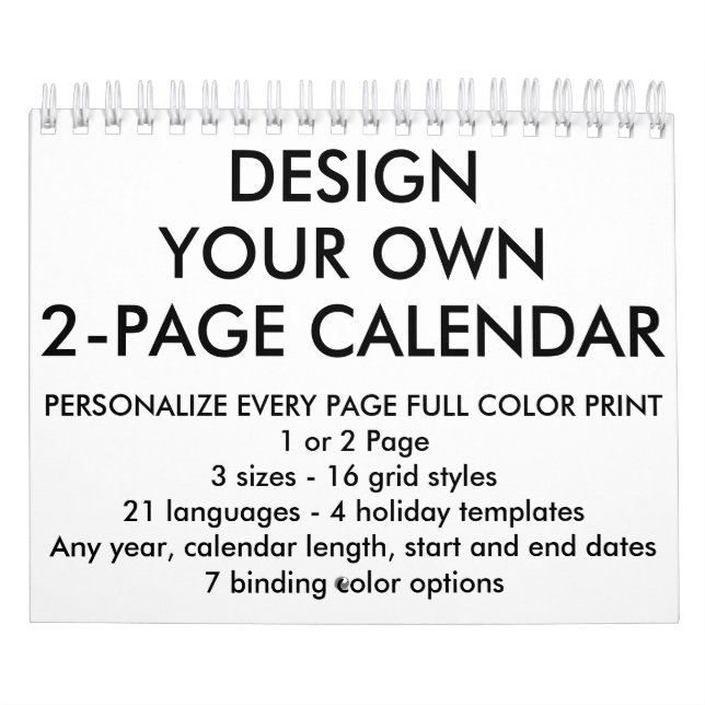 Custom Personalized Small 5.5"x7" 2-Page Calendar (Cover)