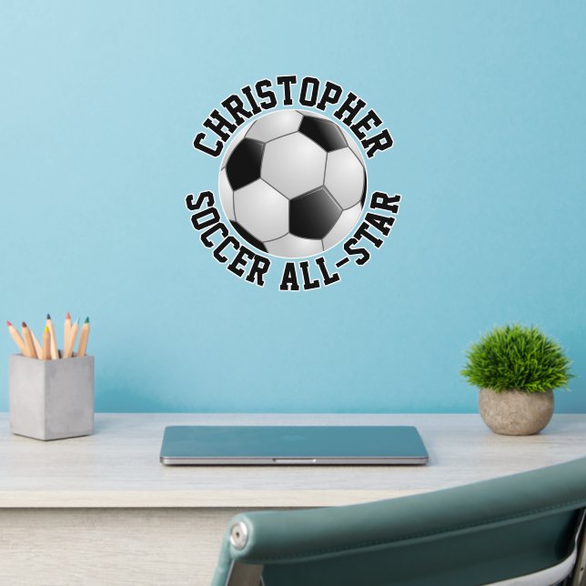 Custom Personalized Soccer Ball Name Quote Room Wall Decal (Home Office 2)