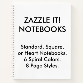 Custom Personalized Spiral Notebook Blank Template by GoOnZazzleIt at Zazzle
