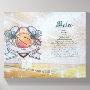 Custom Personalized Sports Basketball Name Print Canvas Photo Tile
