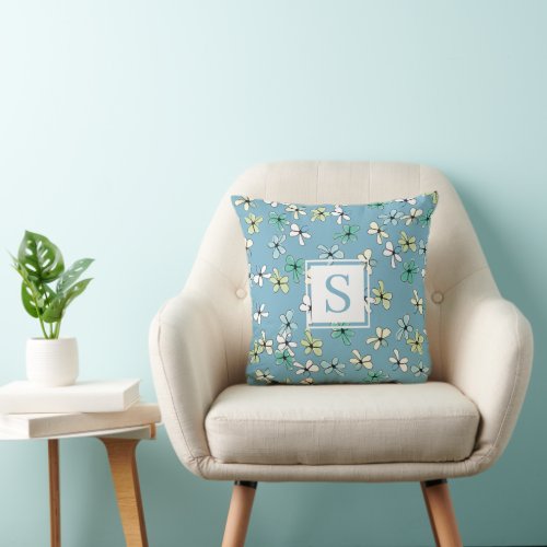 Custom Personalized Spring Floral Flower Pattern Throw Pillow