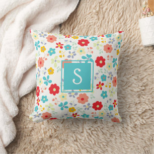 Custom Personalized Spring Floral Flower Pattern Throw Pillow