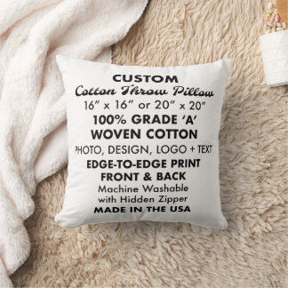 Custom personalized Square Cotton Throw Pillow 16"