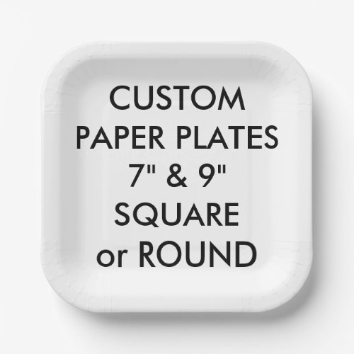 Custom Personalized SQUARE Paper Plates _ 7 Large