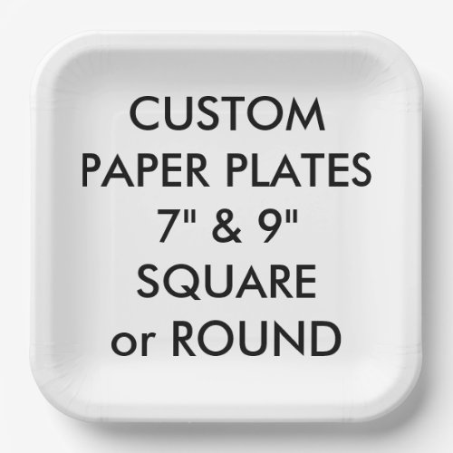 Custom Personalized SQUARE Paper Plates _ 9 Large