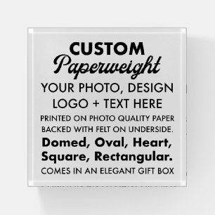 Custom Personalized Square Photo Glass Paperweight