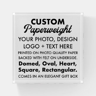 Custom Personalized Square Photo Glass Paperweight