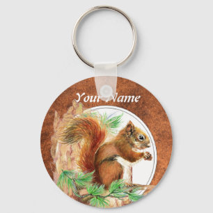 Custom, Personalized Squirrel, Nature, Animal Keychain