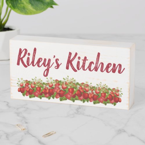 Custom Personalized Strawberry Kitchen Bistro Wooden Box Sign