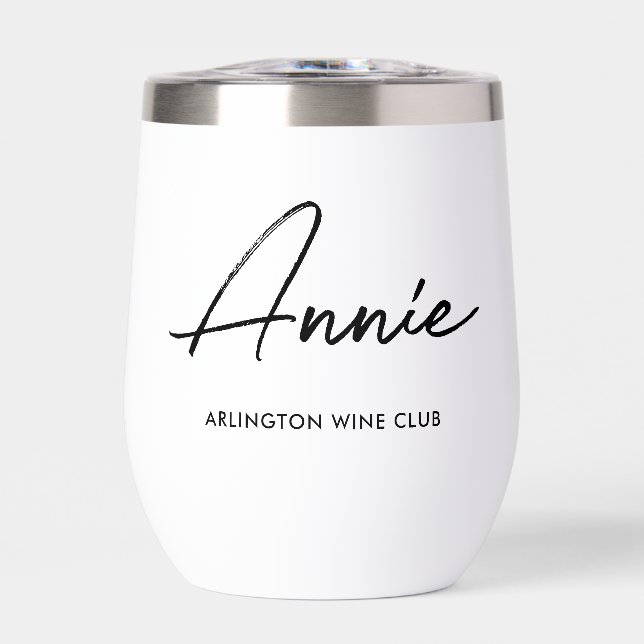 Custom Personalized Supper, Wine or Book Club Thermal Wine Tumbler (Front)