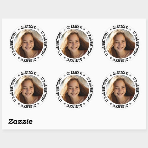 Custom Personalized Text Message and Photo White Classic Round Sticker ...