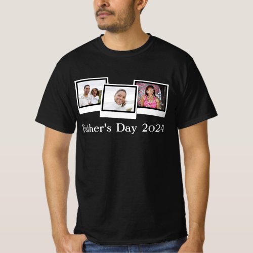 Custom Personalized Three Photo Fathers Day T_Shirt