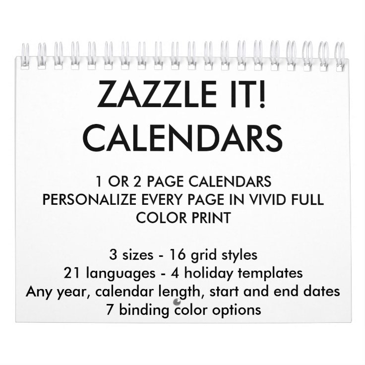 Custom Personalized Two-Page 5.5" x 7" Calendar | Zazzle