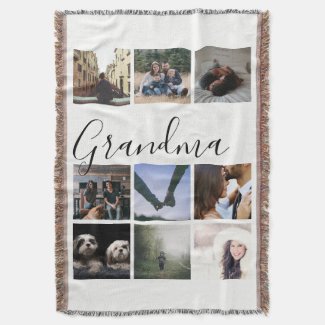 Custom Personalized Typography and Photo Collage Throw
