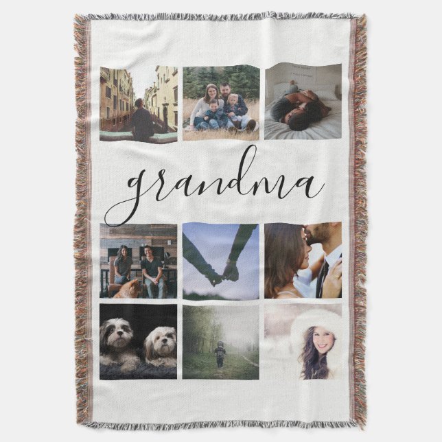 Custom Personalized Typography and Photo Collage Throw Blanket (Front Vertical)