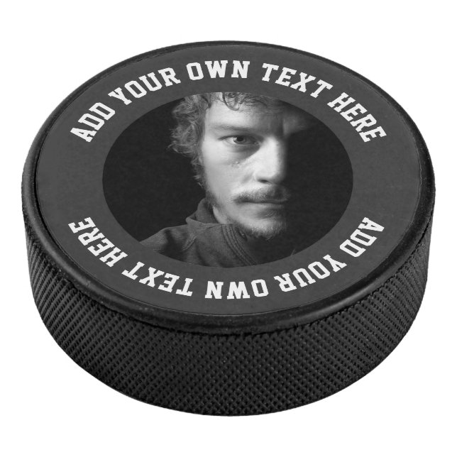 Custom personalized unique text and photo hockey puck (3/4)