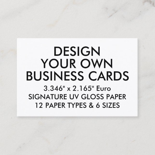 Custom Personalized UV GLOSS Euro Business Cards (Front)