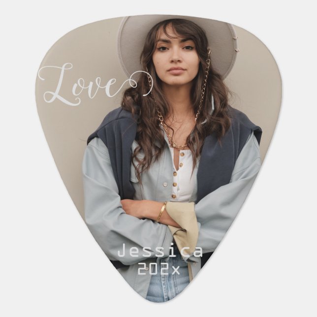 custom personalized valentine, one photo guitar pick (Front)