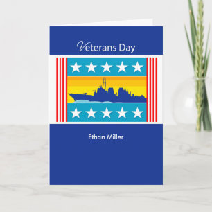 Custom Personalized Veterans Day Navy Ship,Patriot Card