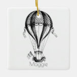 Custom Personalized Vintage Hot Air Balloon Ceramic Ornament