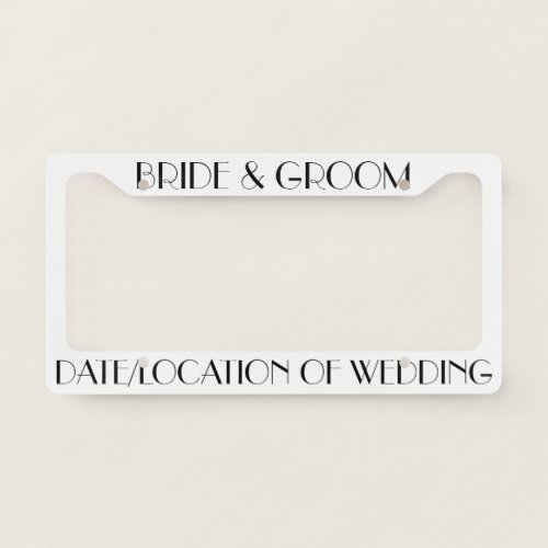 Custom Personalized Wedding License Plate Frame