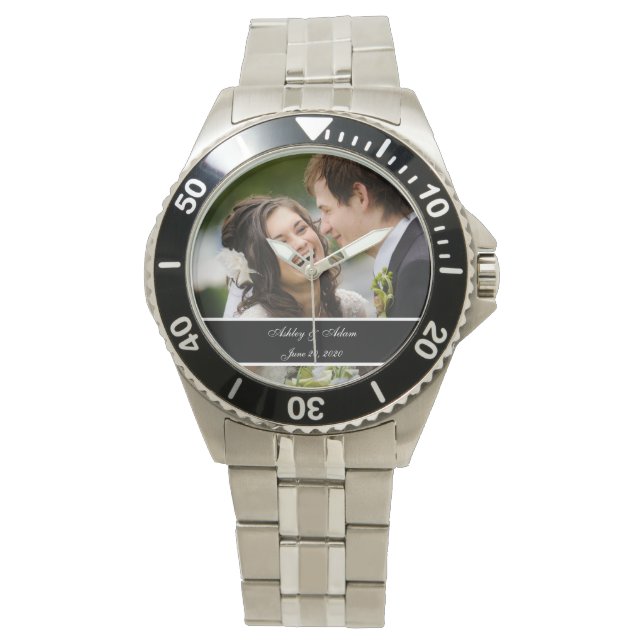 Custom Personalized Wedding Photo Keepsake Watch (Front)