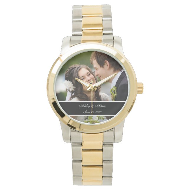 Custom Personalized Wedding Photo Keepsake Watch (Front)