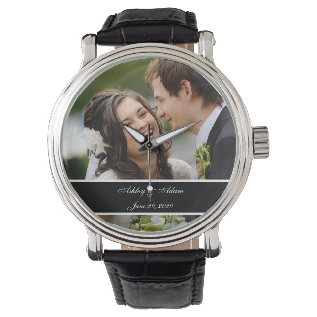 Custom Personalized Wedding Photo Keepsake Watch (Front)
