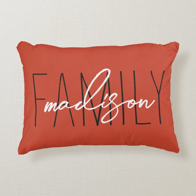 Custom Personalized with Your Family Name Throw Accent Pillow (Front)