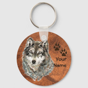 Custom, Personalized Wolf Tracks Keychain
