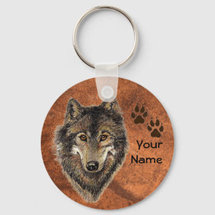 Custom, Personalized Wolf Tracks Keychain