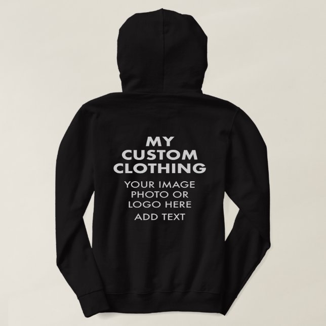 Custom Personalized WOMEN'S BLACK HOODIE (Design Back)