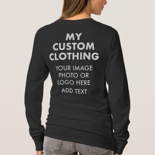 Custom Personalized WOMENS BLACK LONG SLEEVE T_Shirt
