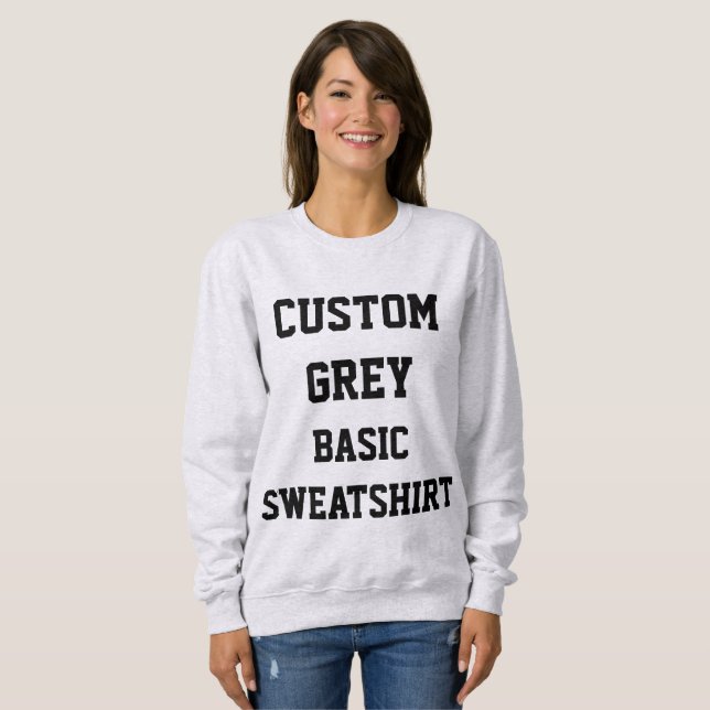 Custom Personalized Women's GREY BASIC SWEATSHIRT (Front Full)