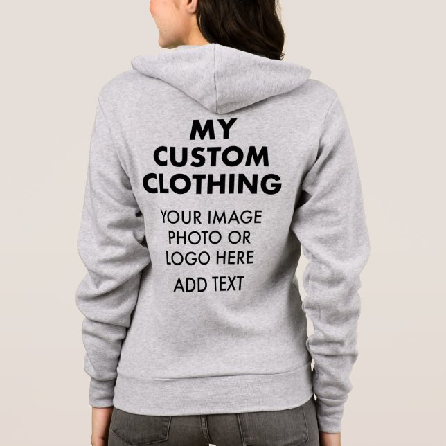 Custom Personalized WOMENS HEATHER GREY ZIP HOODIE (Back)
