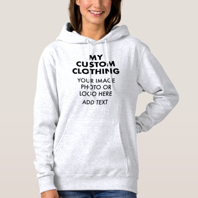 Custom Personalized WOMEN'S LIGHT ASH GREY HOODIE (Front)