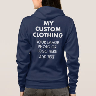 Custom Personalized WOMEN'S NAVY BLUE ZIP HOODIE