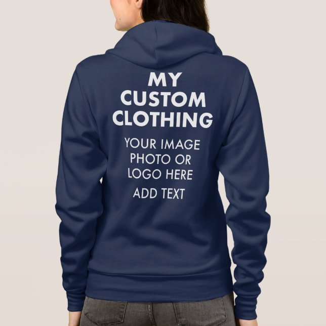 Custom Personalized WOMEN'S NAVY BLUE ZIP HOODIE (Back)