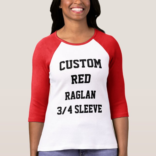 Custom Personalized Womens RED 3/4 SLEEVE RAGLAN T-Shirt (Front)