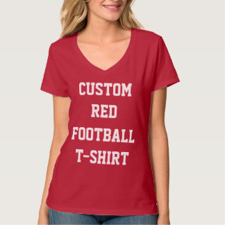 Custom Personalized Women's RED FOOTBALL T-SHIRT